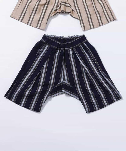 條紋折褶七分褲