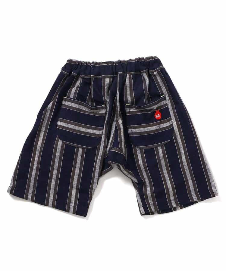 條紋折褶七分褲