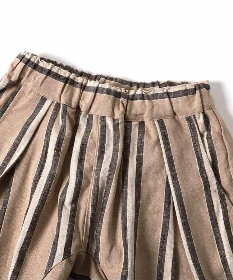 條紋折褶七分褲
