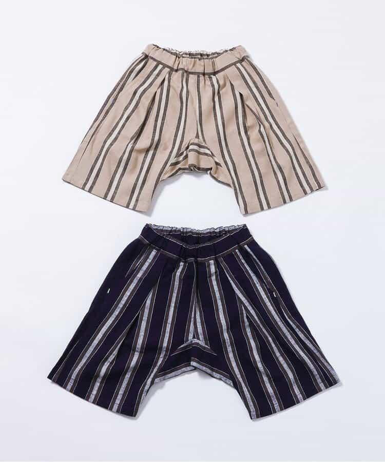 條紋折褶七分褲