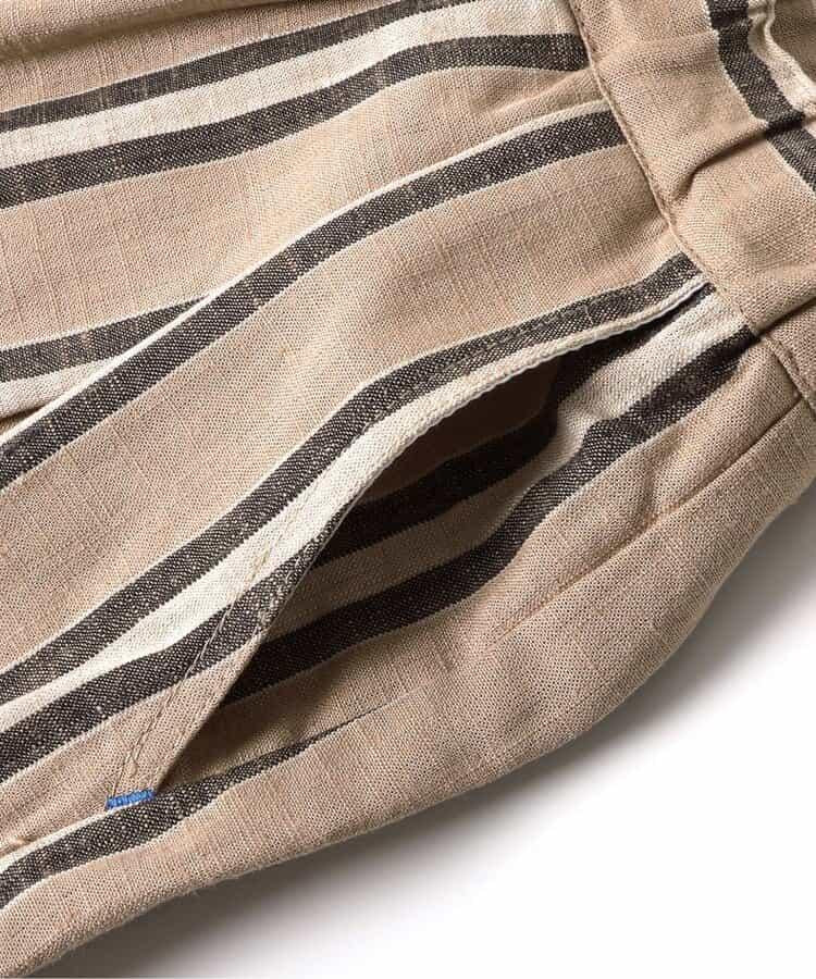 條紋折褶七分褲