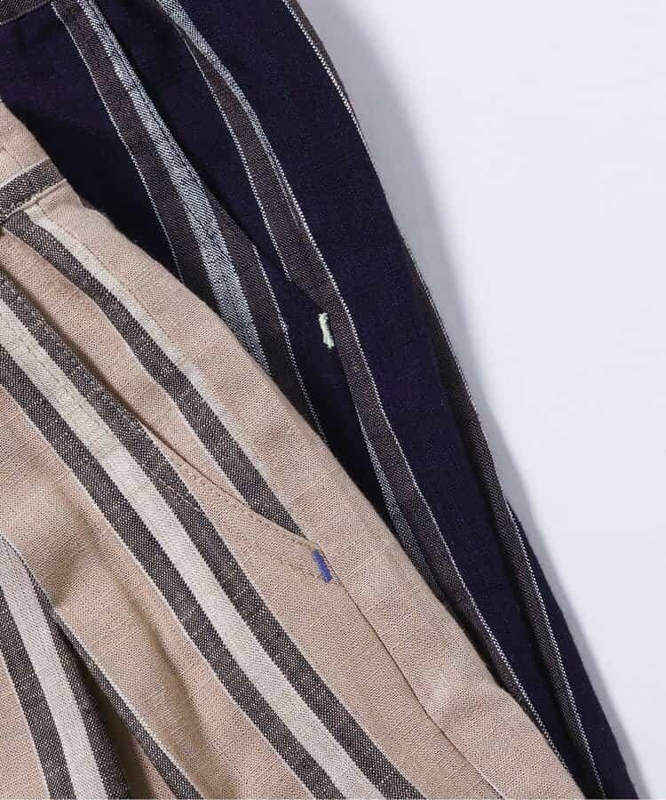 條紋折褶七分褲