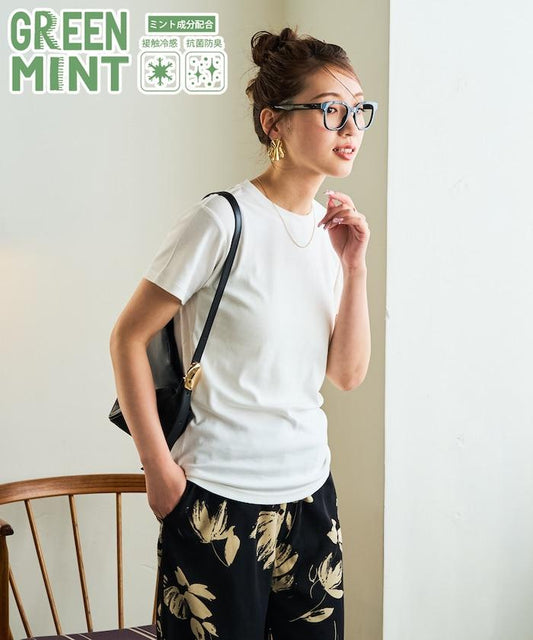 薄荷色圓領短袖T恤