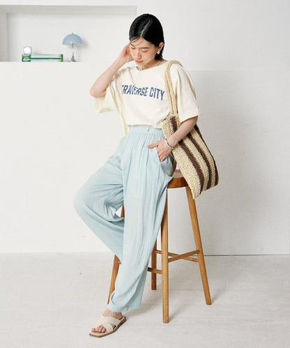 2way 平滑logo T恤/單肩印花T恤