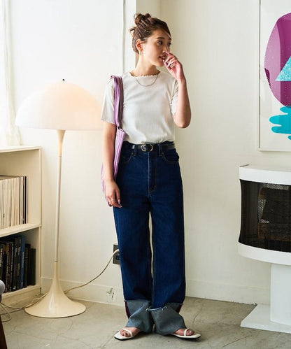 薄荷色親膚舒適圓領短袖T恤