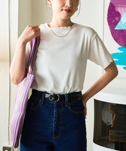 薄荷色親膚舒適圓領短袖T恤