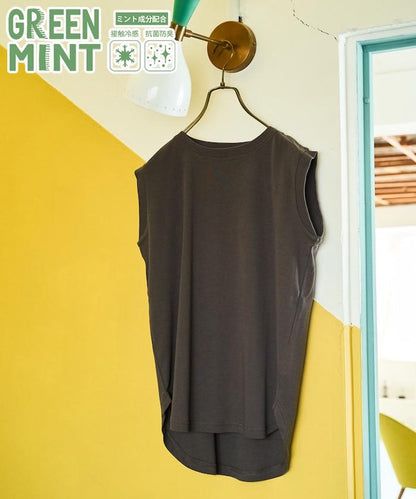 薄荷色圓領無袖T恤