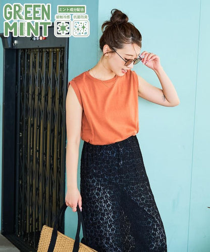 薄荷色圓領無袖T恤