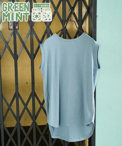 薄荷色圓領無袖T恤