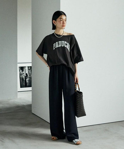 2way 平滑logo T恤/單肩印花T恤