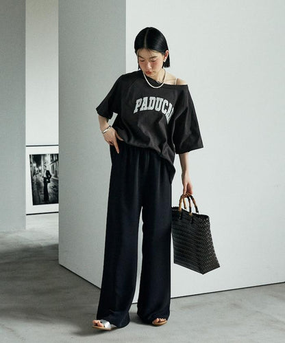 2way 平滑logo T恤/單肩印花T恤