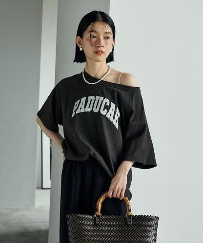 2way 平滑logo T恤/單肩印花T恤