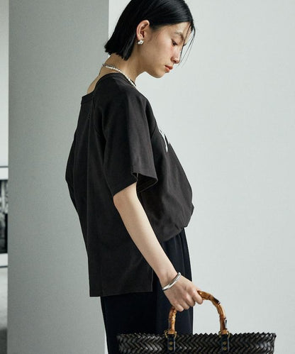 2way 平滑logo T恤/單肩印花T恤