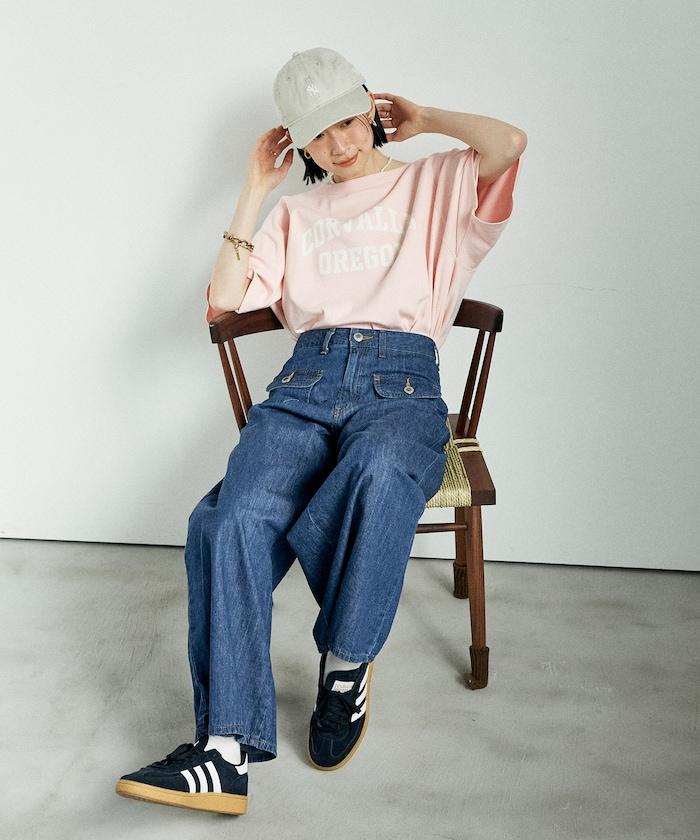 2way 平滑logo T恤/單肩印花T恤