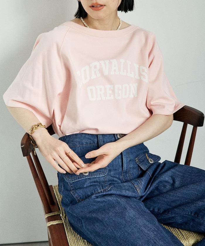 2way 平滑logo T恤/單肩印花T恤