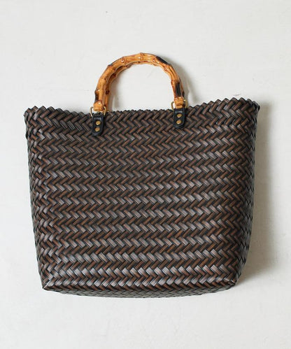 編織嵌入式竹柄手提包