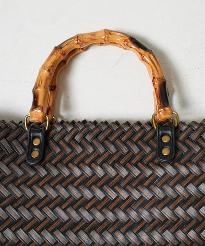 編織嵌入式竹柄手提包