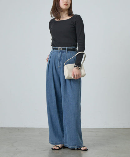 方領針織長袖套頭衫