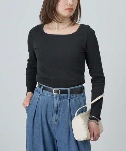 方領針織長袖套頭衫