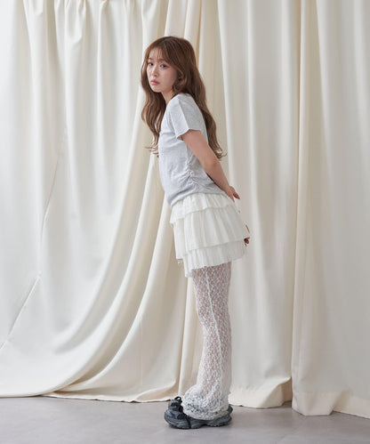 V領亨利領胸部刺繡短袖T恤