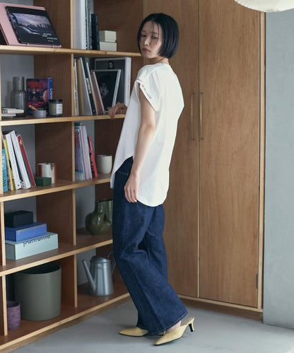 有機棉 卷邊愛心刺繡T恤