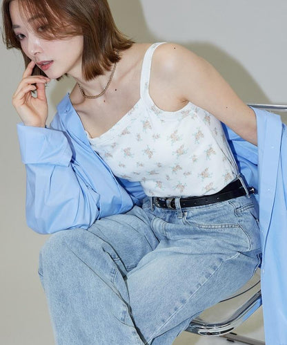 帶杯 小花紋 保暖 吊帶背心