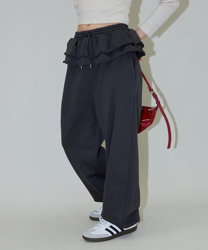 腰部荷葉邊衛衣褲