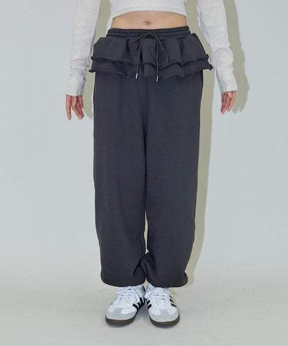 腰部荷葉邊衛衣褲