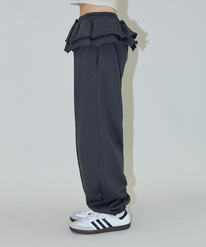腰部荷葉邊衛衣褲