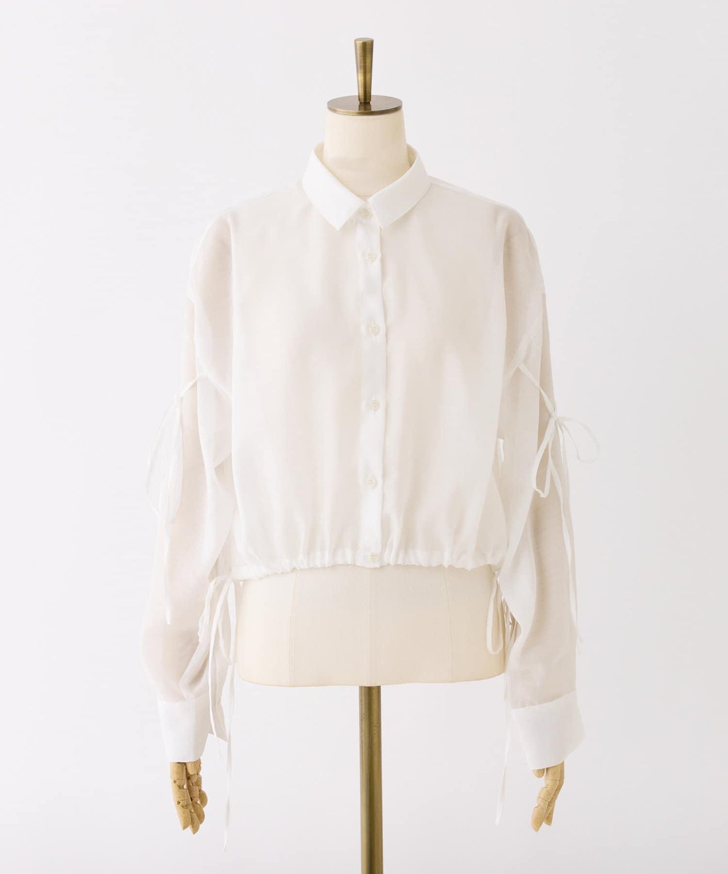 袖帶蝴蝶結透視襯衫