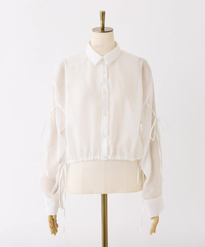 袖帶蝴蝶結透視襯衫