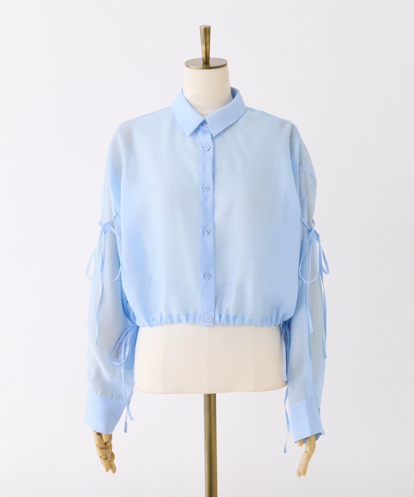 袖帶蝴蝶結透視襯衫