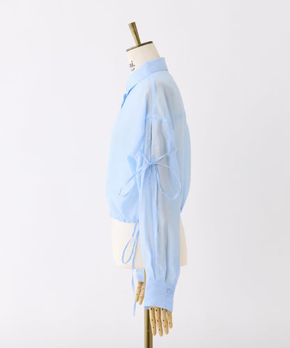 袖帶蝴蝶結透視襯衫