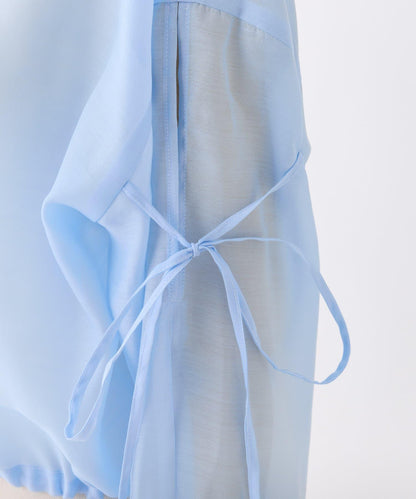 袖帶蝴蝶結透視襯衫
