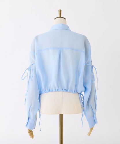 袖帶蝴蝶結透視襯衫