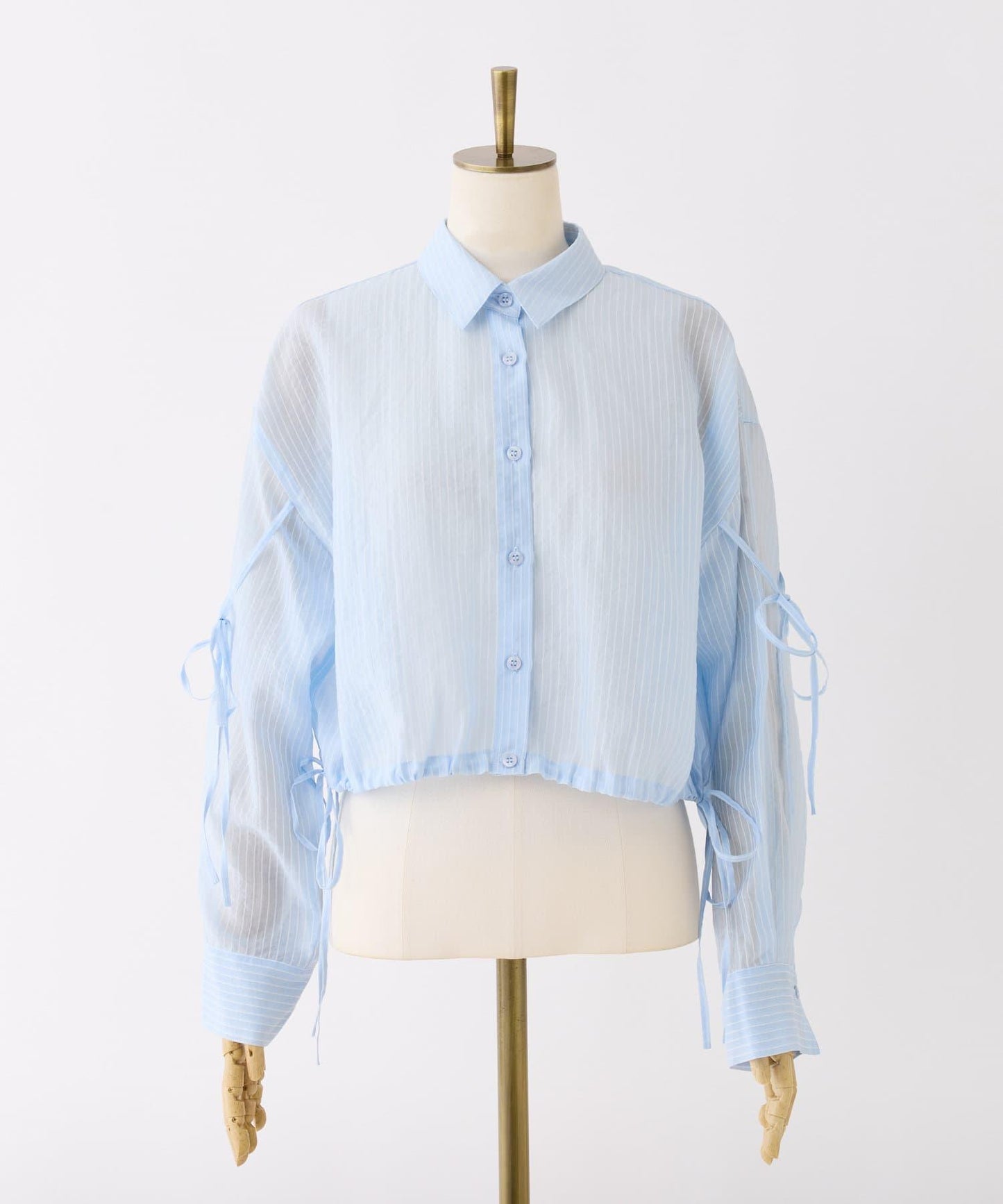 袖帶蝴蝶結透視襯衫