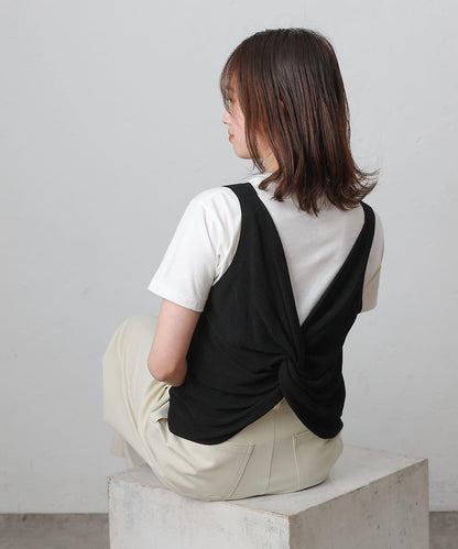 亞麻風扭結針織馬甲