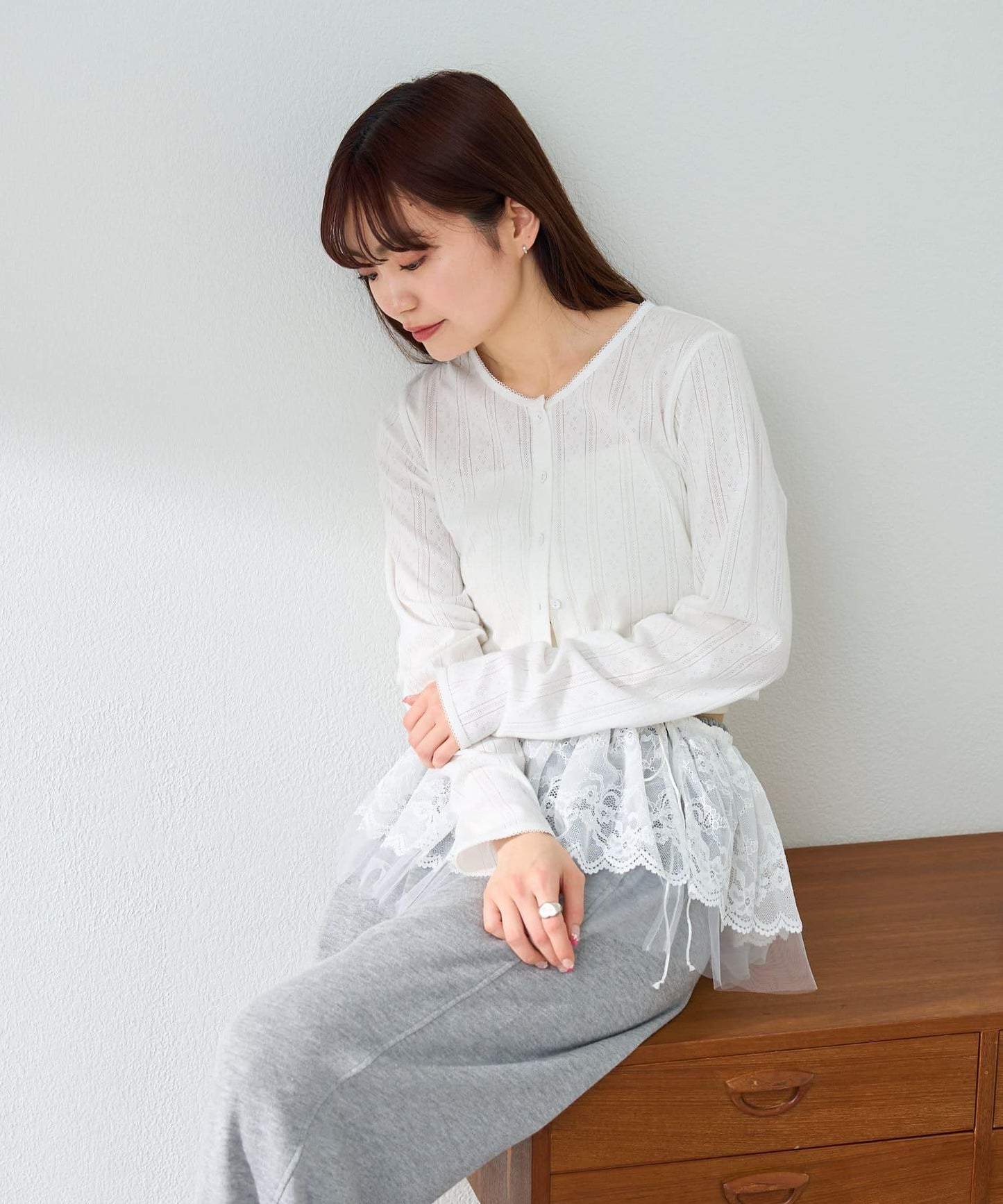 棉質蕾絲小開衫