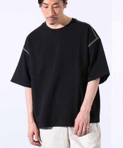 【GLOSTER/格洛斯特】梯子配色拼接 圓領短袖T恤