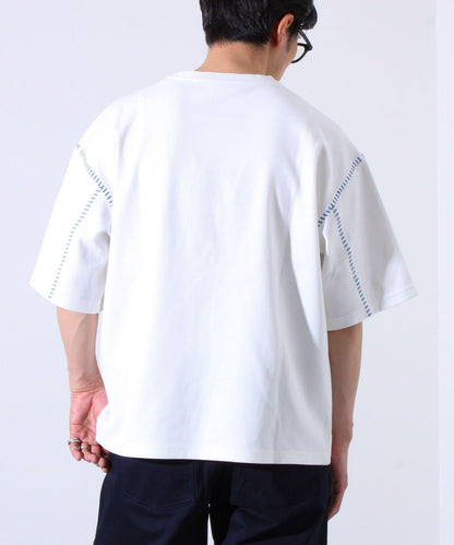 【GLOSTER/格洛斯特】梯子配色拼接 圓領短袖T恤