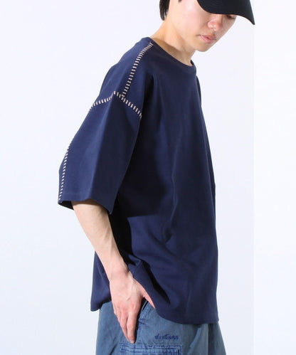 【GLOSTER/格洛斯特】梯子配色拼接 圓領短袖T恤