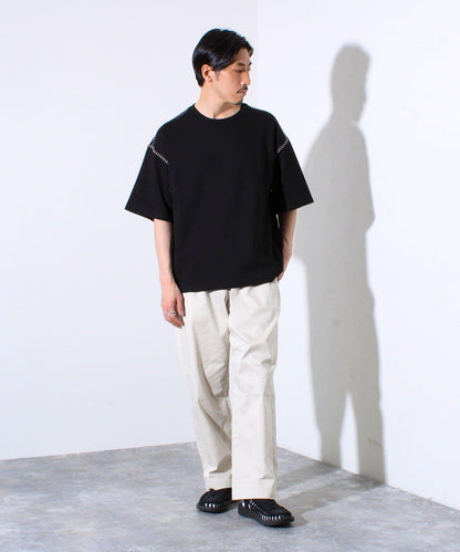 【GLOSTER/格洛斯特】梯子配色拼接 圓領短袖T恤