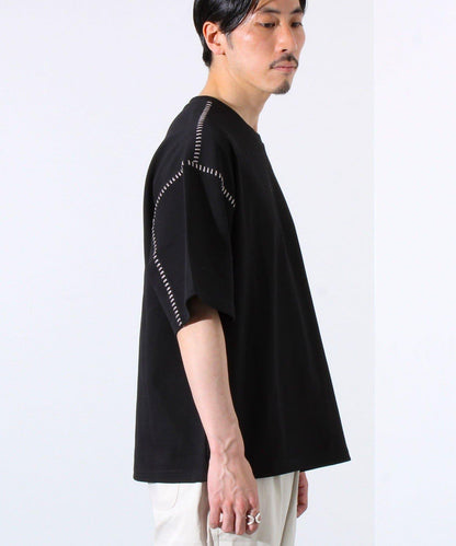 【GLOSTER/格洛斯特】梯子配色拼接 圓領短袖T恤
