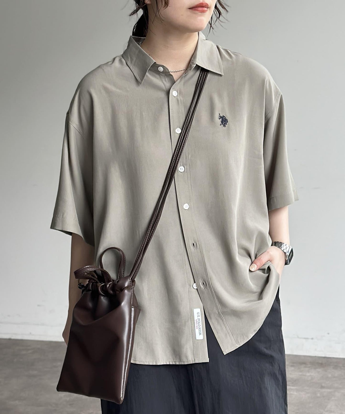 【美國馬球協會】絲綢觸感短袖襯衫