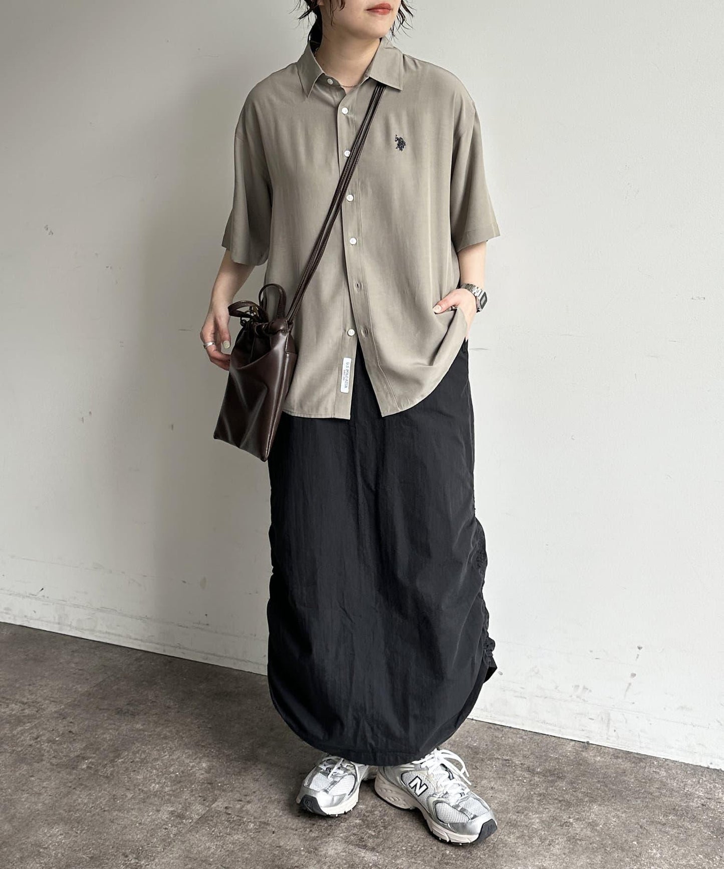 【美國馬球協會】絲綢觸感短袖襯衫