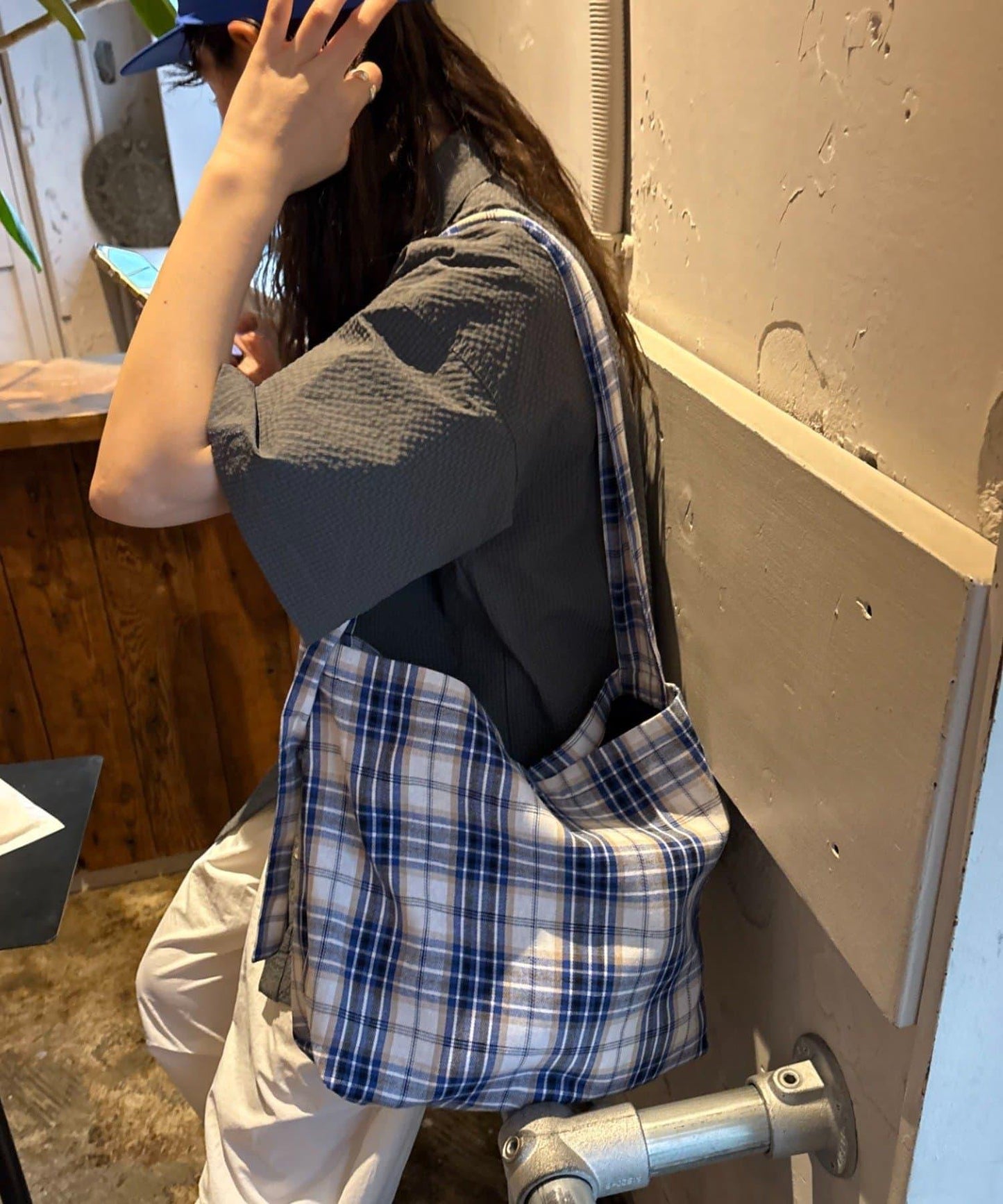 【男女通用】格紋肩揹包