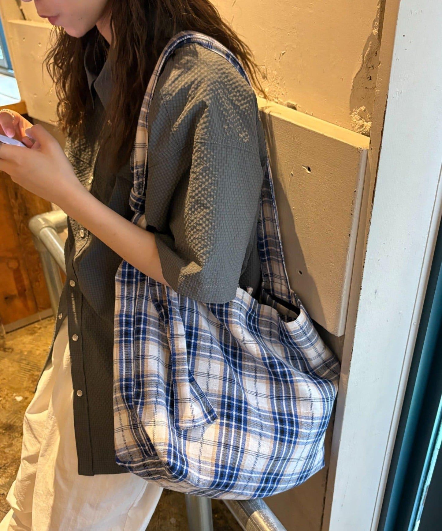 【男女通用】格紋肩揹包