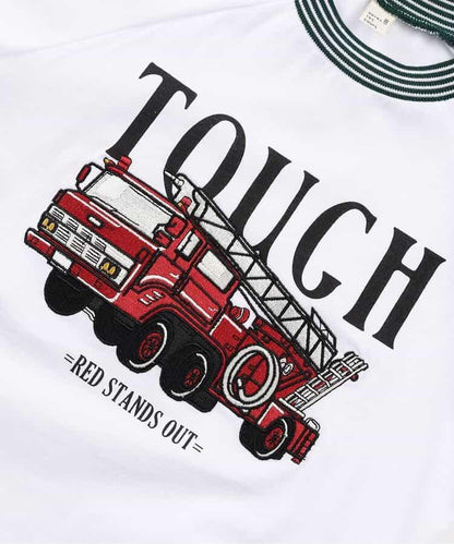 恐龍消防車主題刺繡T恤