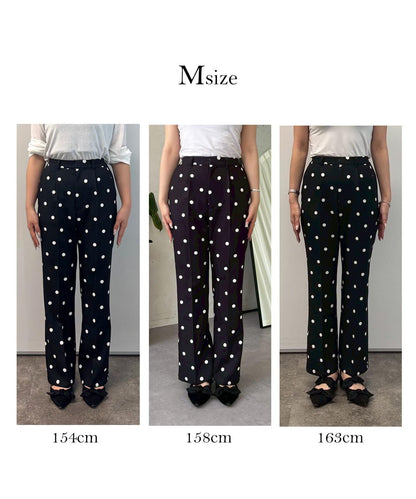 中壓褶圓點闊腿褲