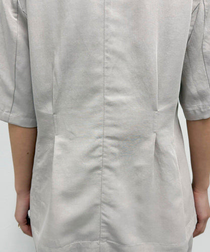 《套裝搭配》人造纖維麻半袖夾克
